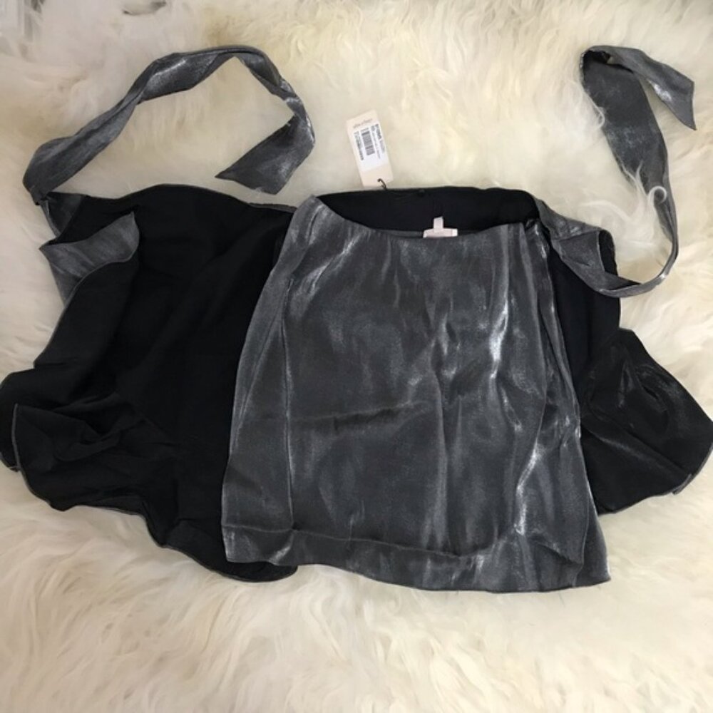 CINQ À SEPT Harley Wrap-effect Metallic Skirt - Picture 4 of 7